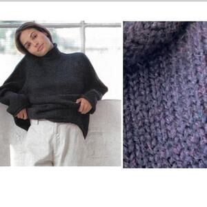 Rare J Crew roll neck 90s sweater wool vintage chunky purple pullover S